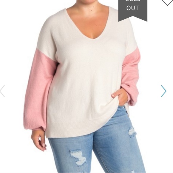 14th & Union V-Neck Color block Sweater - Picture 3 of 4